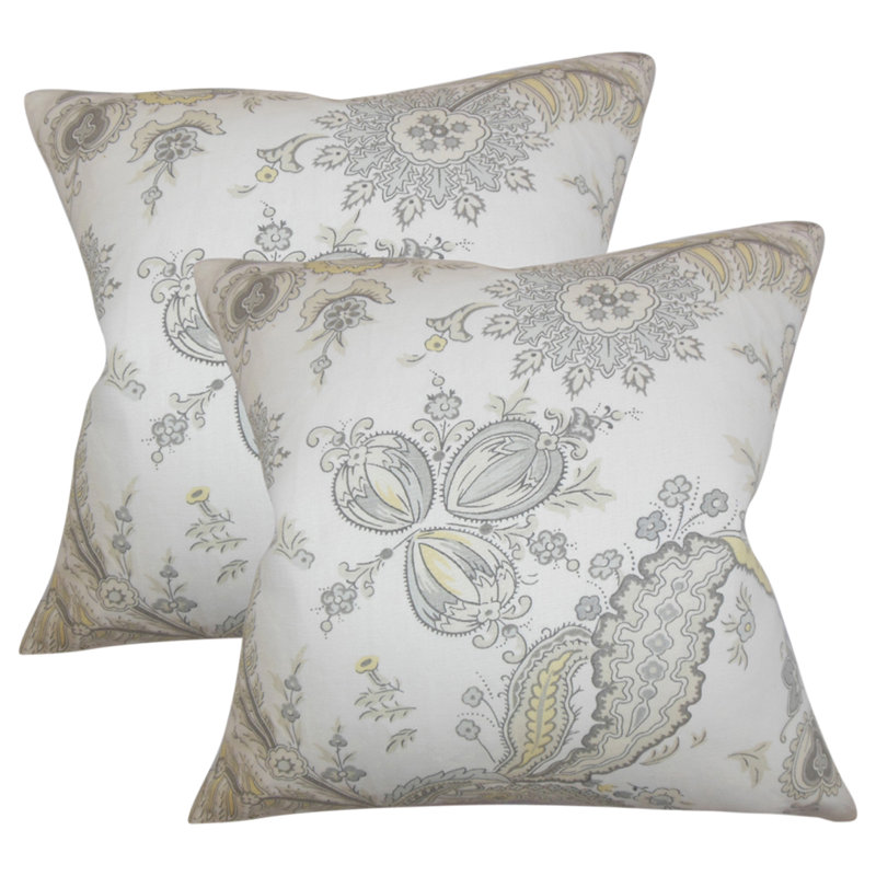  Coussin en coton Floral, Blanc