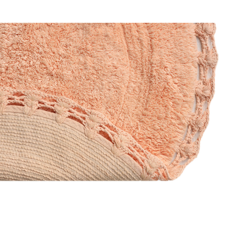 Sasuke 100% Cotton Non-Slip Bath Rug, Peach