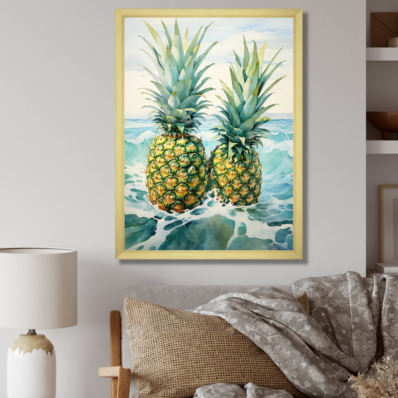 Juice Pineapple Bliss III sur impression sur toile, H 44 po x l 34 po x P 1,5 po, Encadrement doré