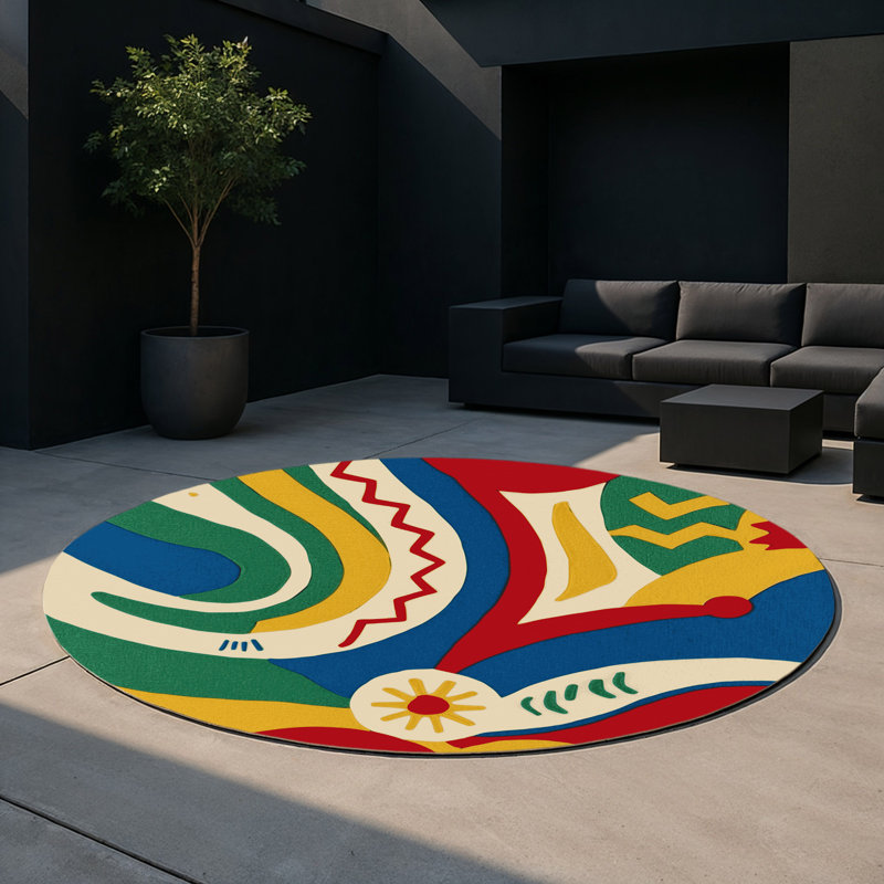 Dazzling Doodle Indoor And Outdoor Area Rug, Round 5'