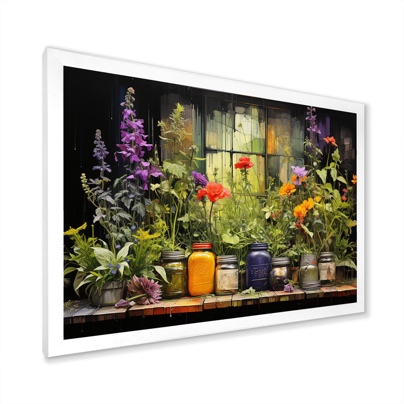 Blooming Urban Harvest avec poteries I, H 12 po x l 20 po x P 1 po, Cadre simple blanc