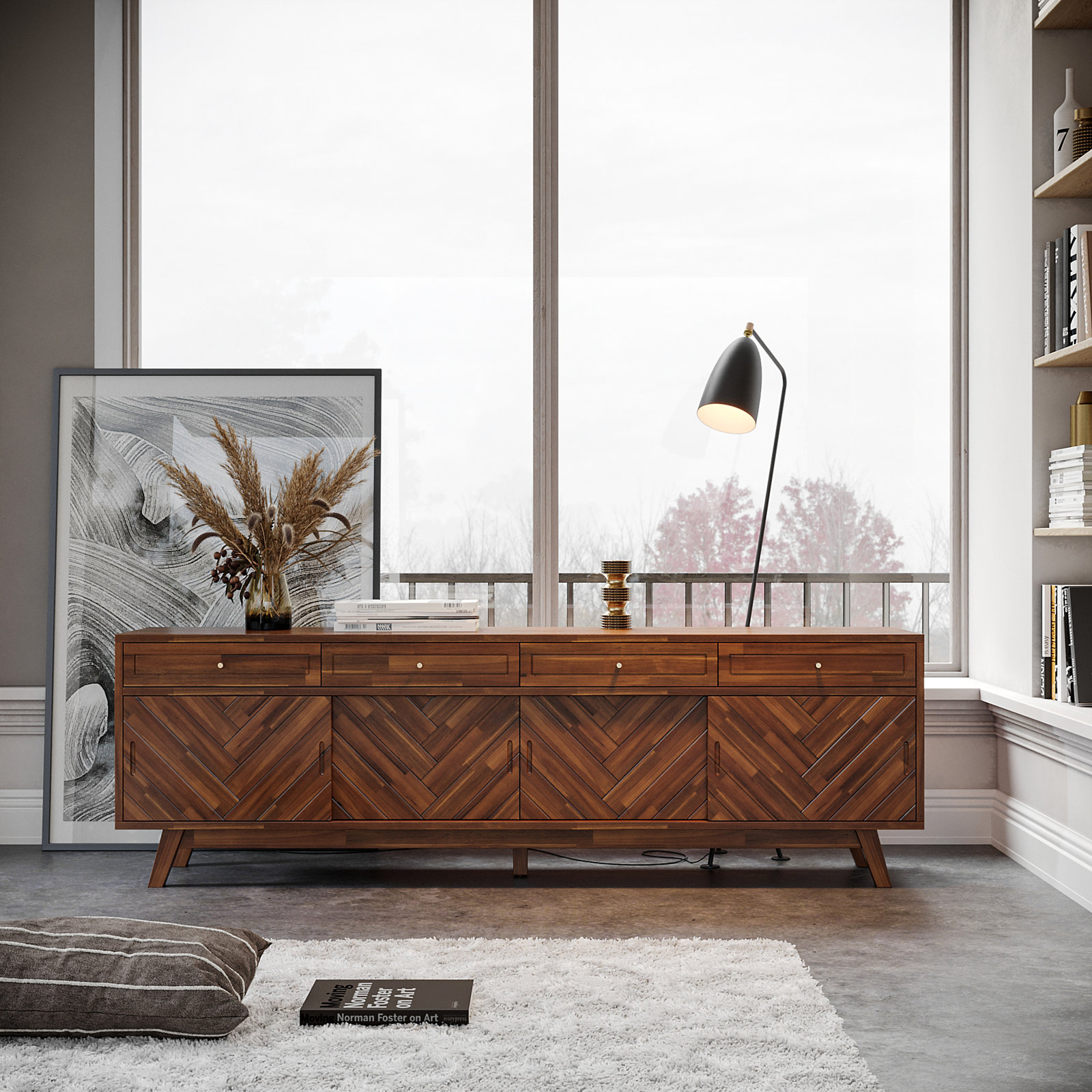 Anja 79 " Acacia TV Stand, Brown