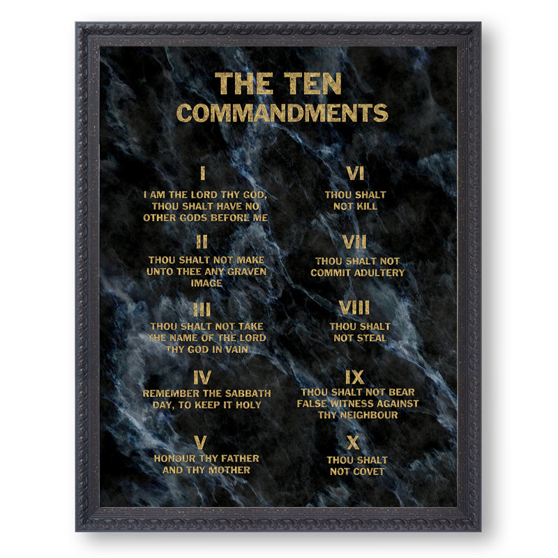 Les dix commandements (texture noire), taille de l'image: 30 po x 24 po, reproductions d'art classique du cadre noir The World, art mural pour la décoration intérieure