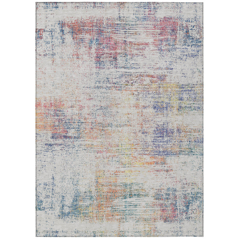 Tapis intérieur lavable abstrait 9 pi x 12 pi orange