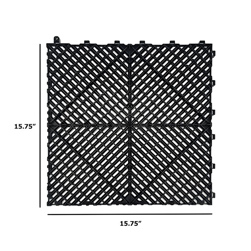 Cartrax FX Garage Tile 15.75"X 15.75" Pack Of 6, Black
