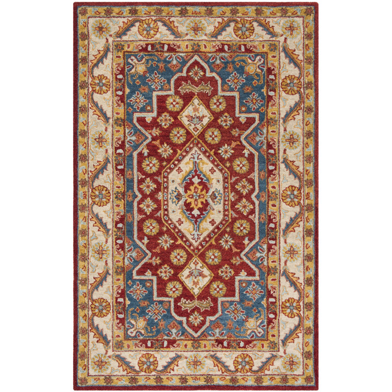 Antiquity Hand Tufted Wool/Cotton Oriental Rug in Red/Beige, Rectangle 2' x 3'