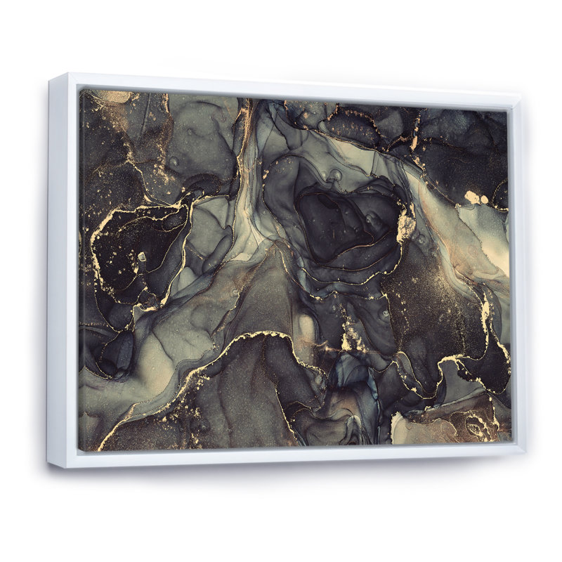 «Black Gold Infusion», reproduction d'art sur toile, H 24 po x l 32 po, Cadre flottant blanc