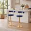 Chaise de bar pivotante rembourrée en velours doux avec pieds dorés électrolytiques-131109583