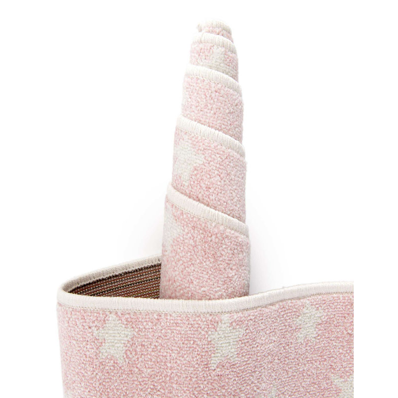 Whimsy Stars Pink and Ivory Rectangular Kids Rug