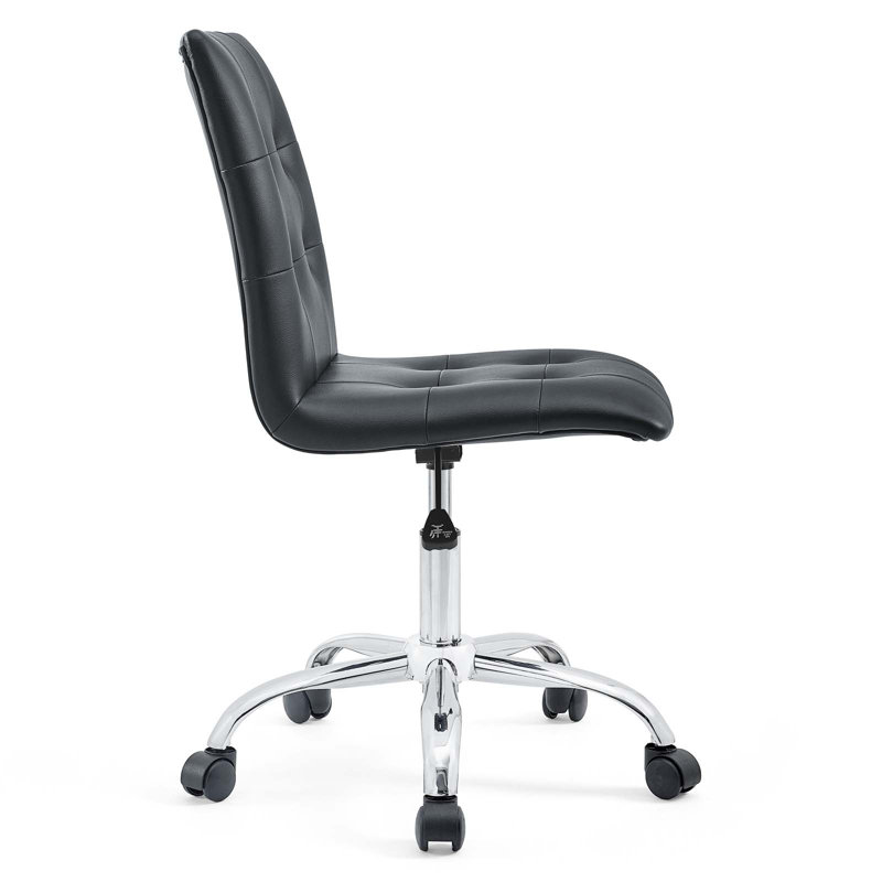 Elegant Finesse Armless Leather Drafting Chair in Black