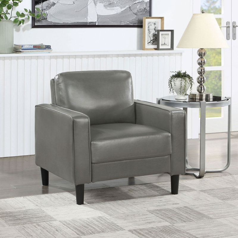 Fauteuil d'appoint rembourré Farallone, Similicuir gris