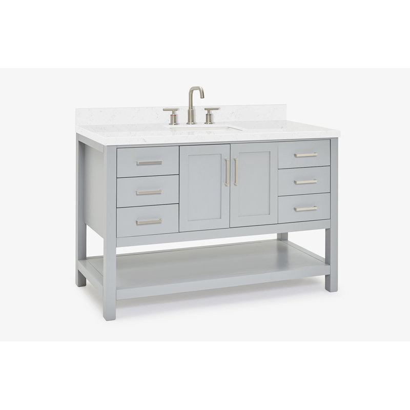 ARIEL Magnolia 54 Single Bathroom Vanity with Top, Gray, Rectangular