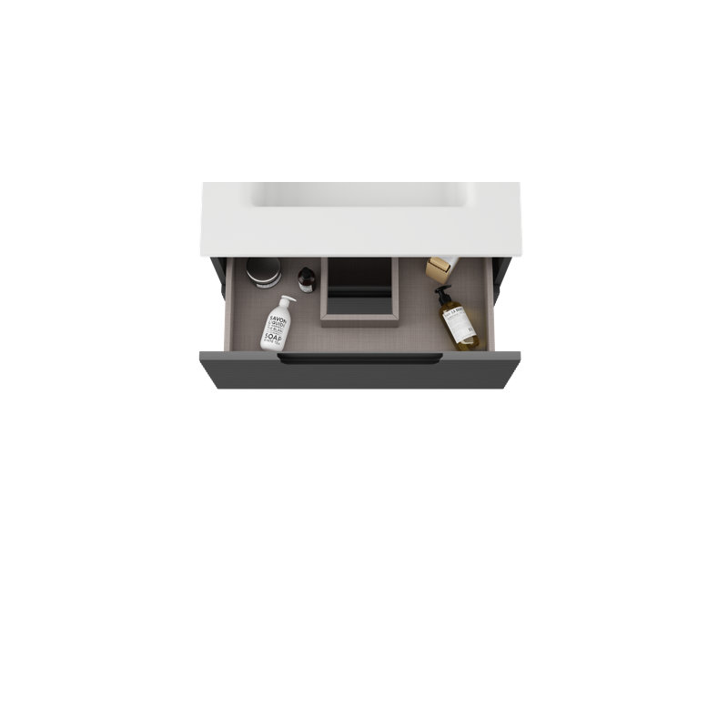 Ensemble de meuble-lavabo simple autoportant avec plateau en résine 24 po Moncler, gris, Gris