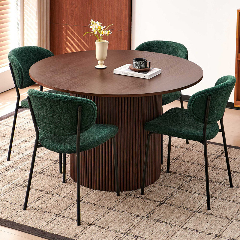 5-Piece Dining Set, Space-Saving Farmhouse Table & Chair Set for 4, Brown, Green
