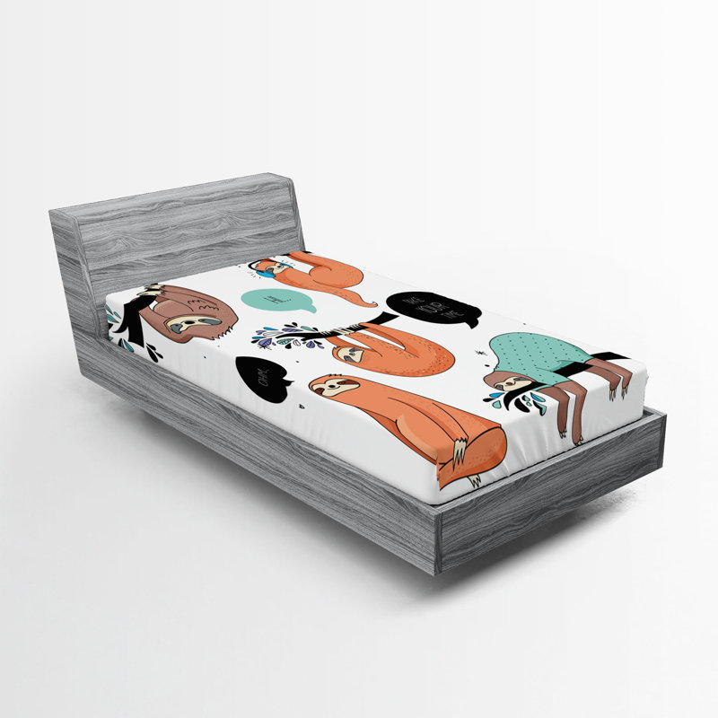 Multicolore paresseux Ambesonne, Drap-housse pour lit simple TG