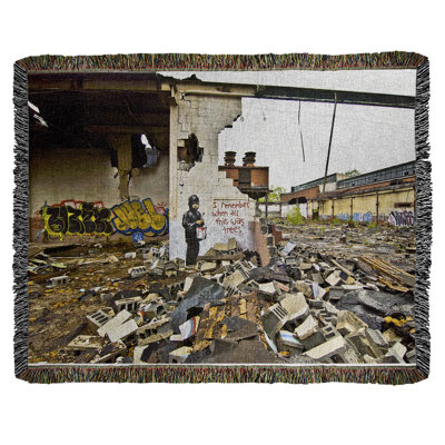 Banksy Graffiti Hand Woven Throw Blanket