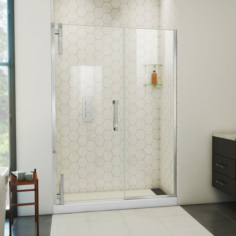  DreamLine Ascend 52 1/2 - 53 1/2 inch W x 72 inch H Frameless Pivot Shower Door in Chrome, Chrome, 53.5"