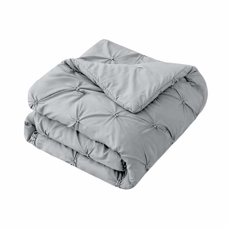 Microfiber Pintuck Duvet Cover Set – 2 Pillowcases, Silver, King Duvet Cover + 2 Standard Pillowcases