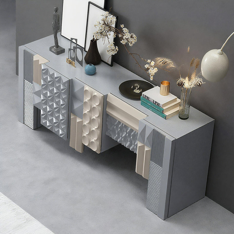 Console Modern Minimalist Art Design, H 31,5 po x l 70,87 po x P 15,75 po, Bleu grisâtre