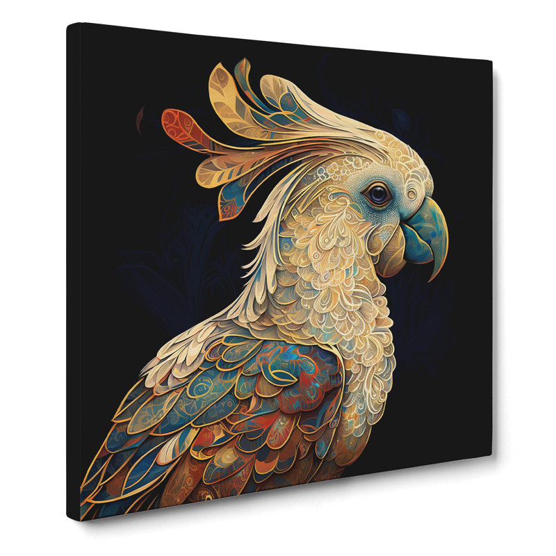 Cockatoo Paisley - No Frame Print, 35cm H x 35cm W x 3cm D