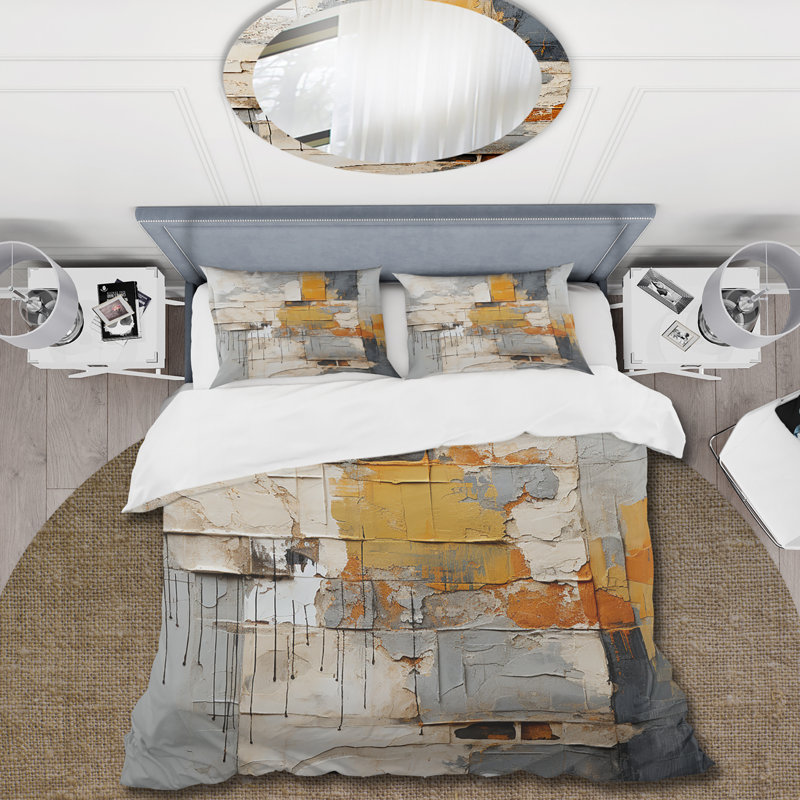 Ensemble de housse de couette Abstract Assemblage I - Abstract Collages, Housse de couette simple et deux taies décorative