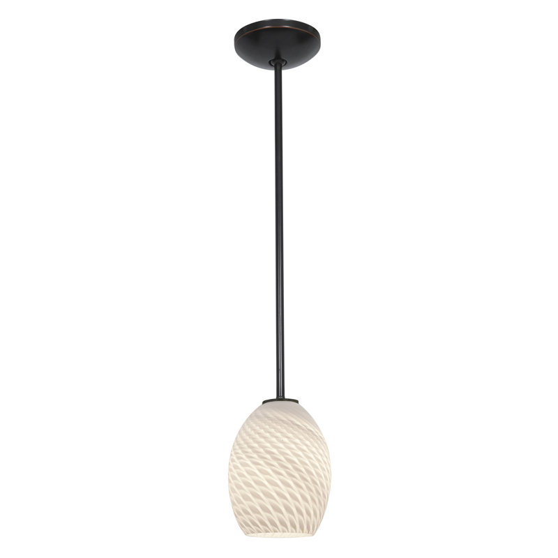 Norby 1 - Light Single Pendant, White Firebird, Oil Rubbed Bronze