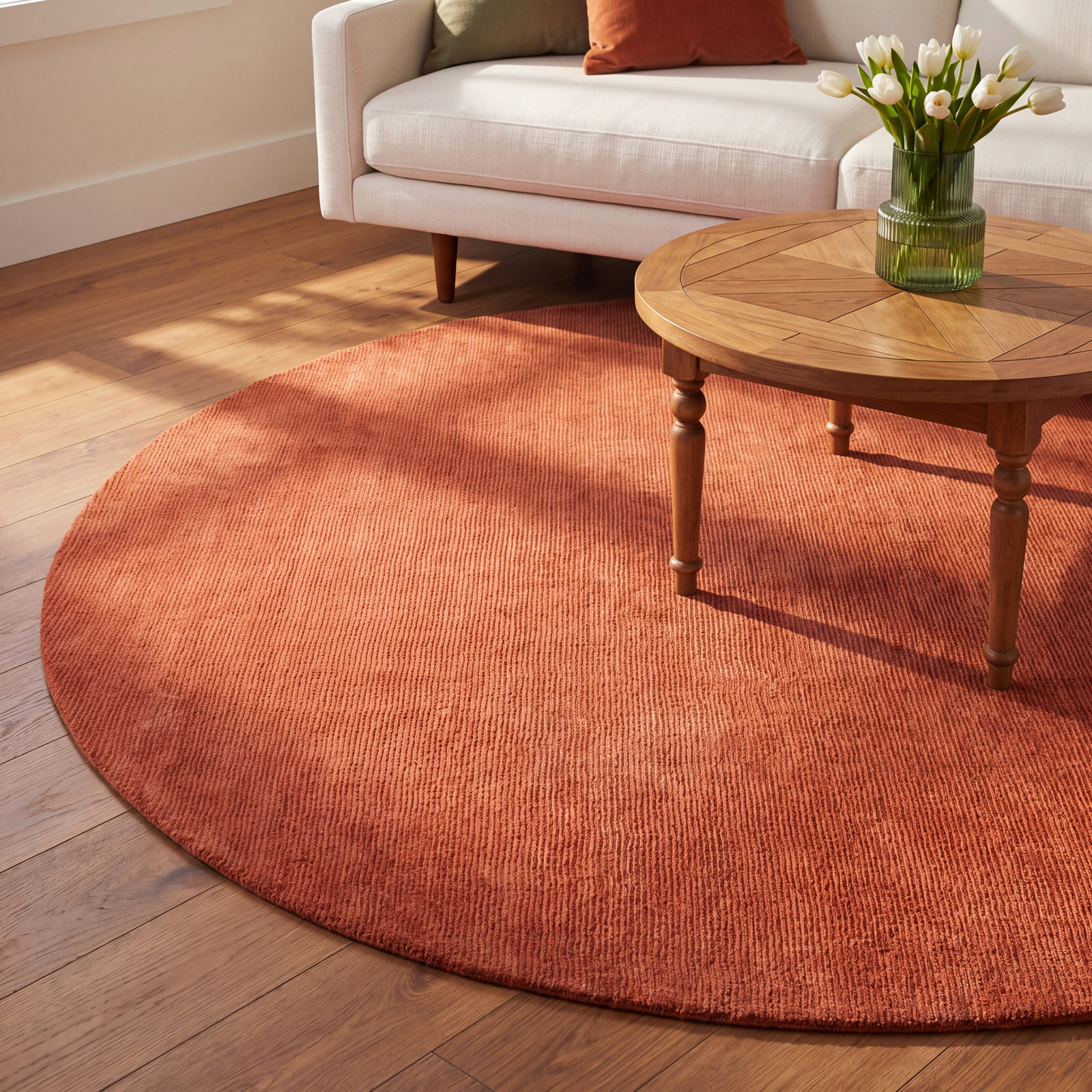 Crowe Hand-Woven Wool Rug, Round 8'