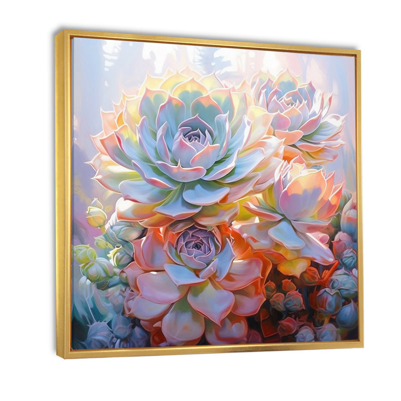 Fleurs délicates et tendres pastels tendres I, H 36 po x l 36 po x P 1,5 po, Cadre flottant doré
