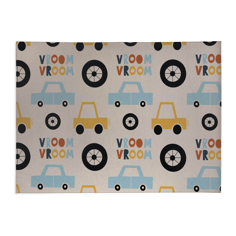 Vroom vroom Colorized Kids Play Mat, Light Green/Green, Rectangle 24" x 36"