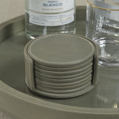Ruvo 8-Piece Set Leather Coasters