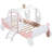 Carriage Bed Twin Size, White + Pink Wood Platform Car Bed, High - Quality , 350Lbs Weight, Strong Plywood, 10 Slats For Stability Size With Crown, And Load Capacity Support-359182162