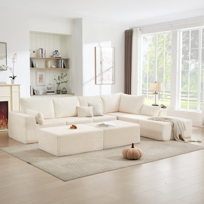 Canapé modulaire surdimensionné en U en velours côtelé de compression avec repose-pieds 8 pièces 8 pièces