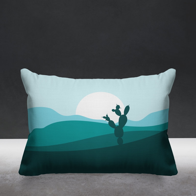 Coussin décoratif intérieur / extérieur Minimalist Desert, Turquoise