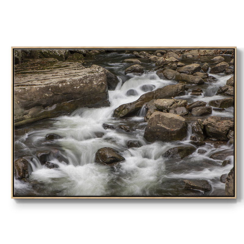 " Rushing Calm ", 41" H x 27" W x 2" D, Natural Wood Framed