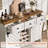 47.2" Farmhouse Buffet Cabinet with Sliding Barn Door, Rustic Sideboard with 3 Drawer & Removable Wine Rack, White-2016223018-2016223019