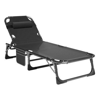 Lachara Adjustable 5-position Adults Reclining Folding Chair w/ Pillow&Cushions, Perfect For Camping by Arlmont & Co.