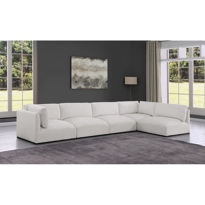 Canapé modulaire réversible de coin Ivelisse, Tissu crème en polyester
