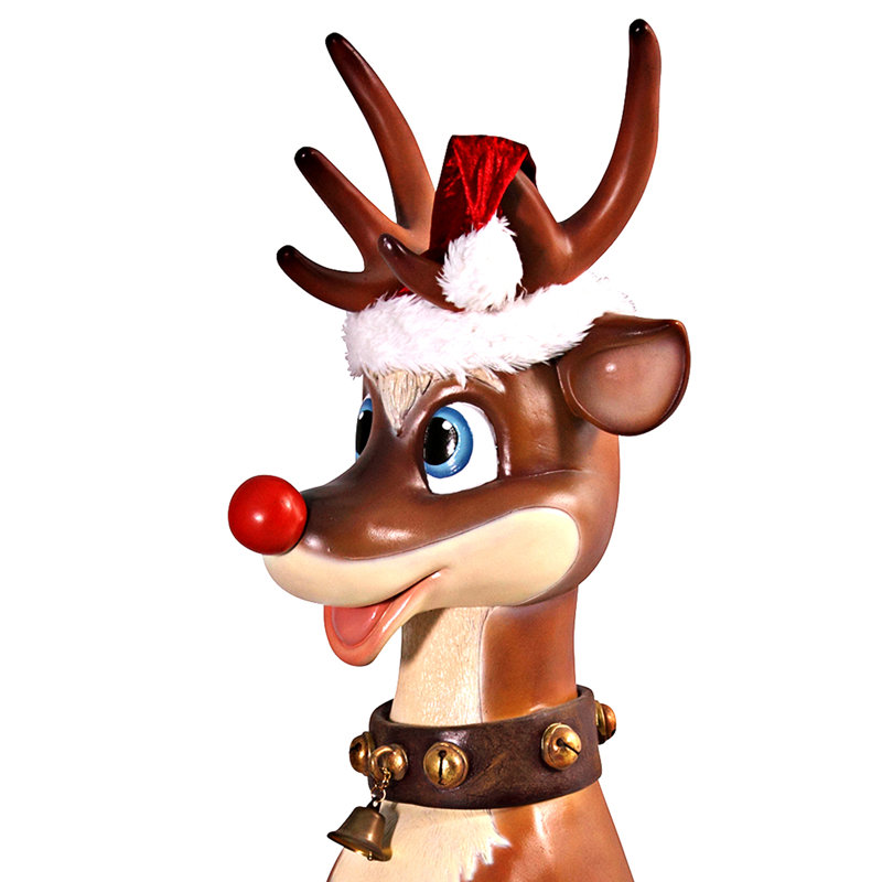 Santa's Red-Nosed Christmas Reindeer Statue