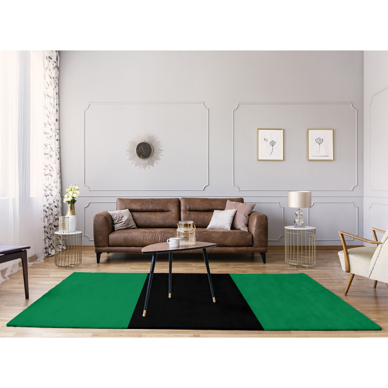 Tapis à rayures vert/noir, Rectangle 5 pi x 7 pi