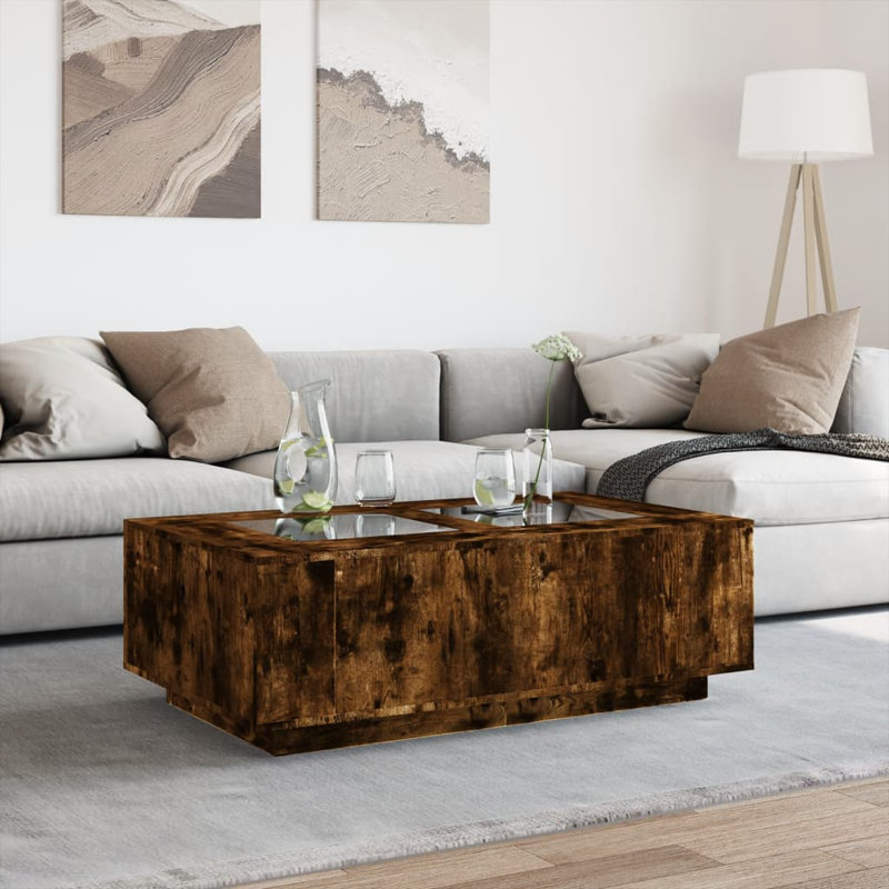 Dallman Coffee Table, Clear/Smoked Oak, Smoked Oak