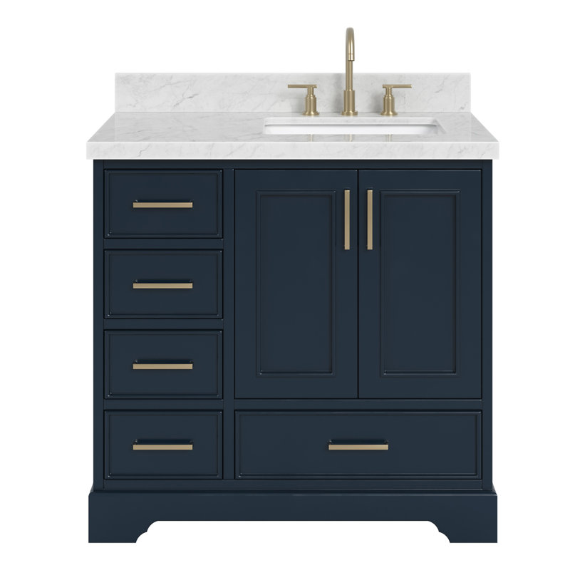Meuble-lavabo simple avec plateau Abshire 37, Bleu minuit