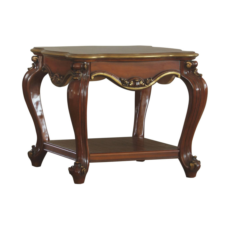 Table de bout en bois massif avec tablette inférieure en chêne miel