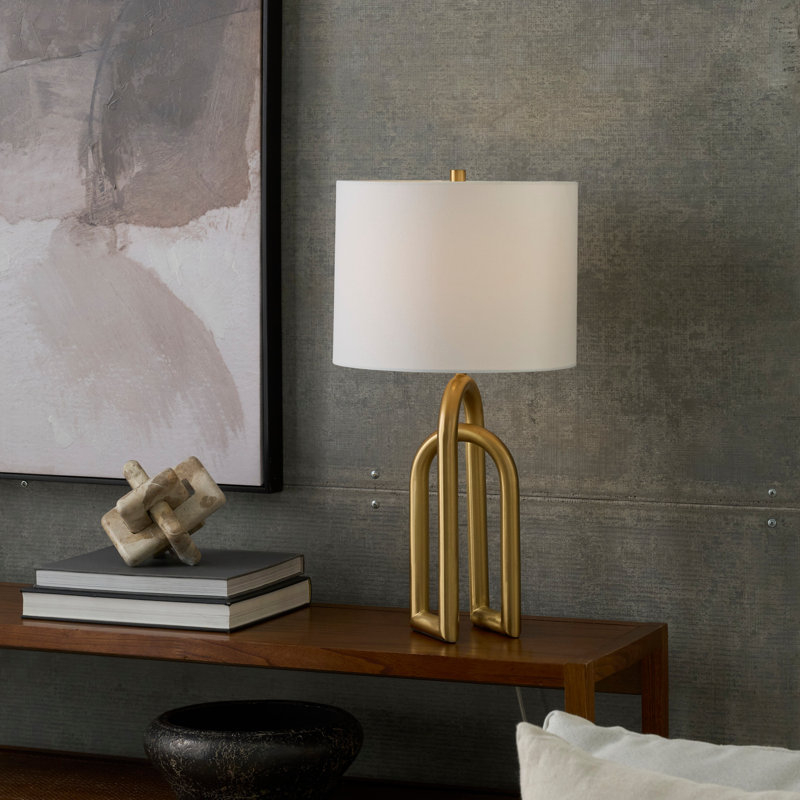 23" Gold Brushed Metal Interlock Modern Table Lamp, Gold