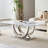 50.4 Inch Modern Rectangular Coffee Table,Marble Pattern MDF Top ,Silver Stainless Steel Base.