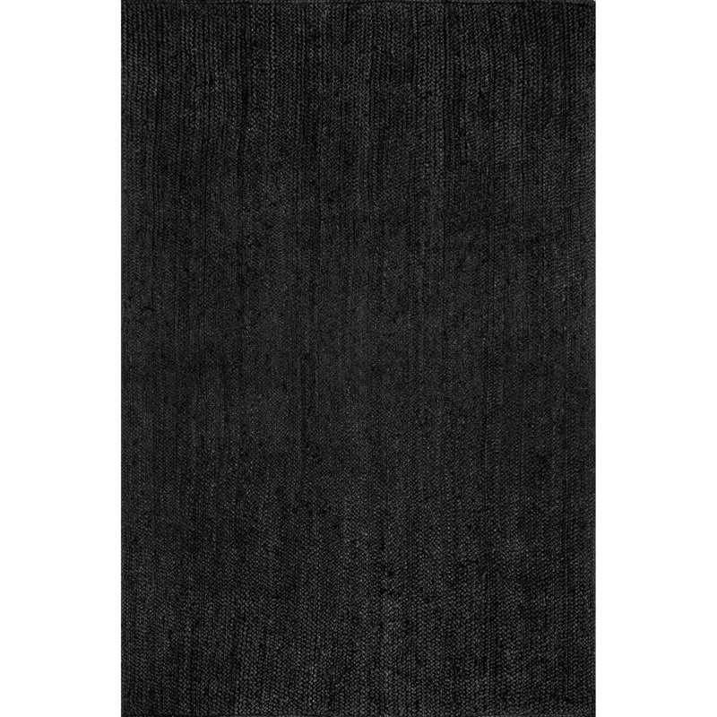 Bernyce Handmade Tufted Farmhouse Jute Black Rug, Rectangle 3' x 5'