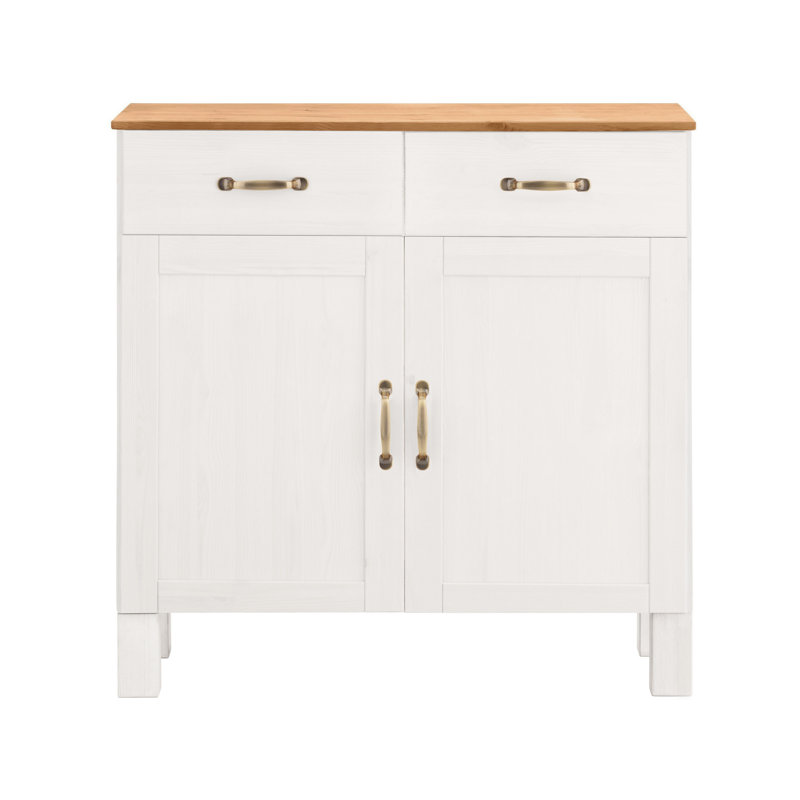 Flintwood 85cm Solid Wood Sideboard, White/Honey