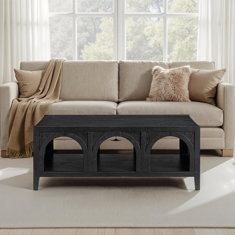 Table basse en bois Fitzgerald avec rangement arqué