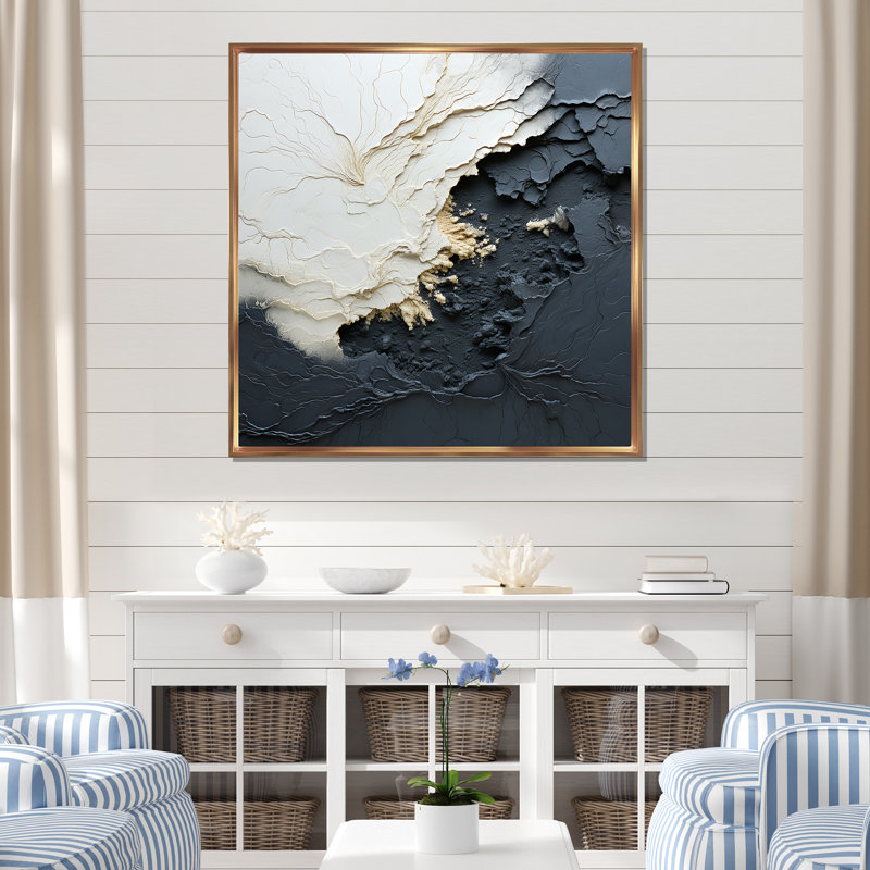 Minimalism Paint Wave III - Coastal Wall Art, Floater Framed, 30" H x 30" W, Maple