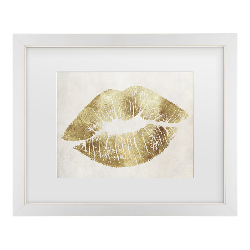 Art encadré avec passe-partout de couleur «Hollywood Kiss Gold», H 13 po x l 16 po x P 0,75 po, Blanc