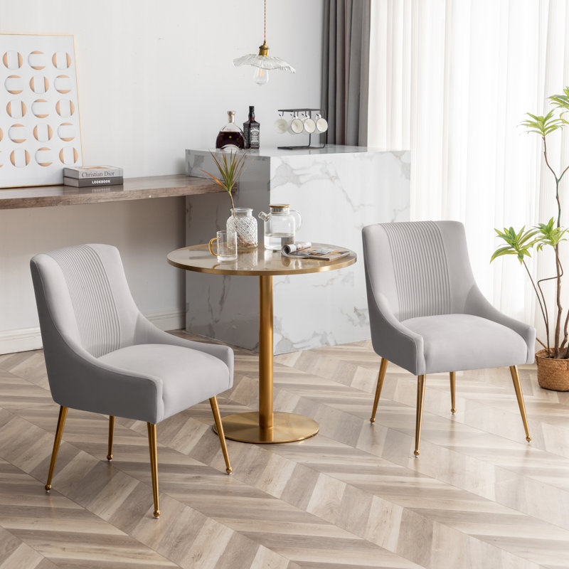 Elian 19.7'' H Velvet Upholstered Side Chair, Gray